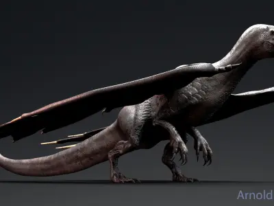 Dinosaur  Iron Fire Dragon - Unreal Engine Project Low-poly 3D model