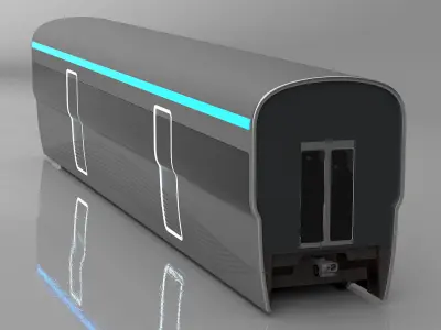 Futuristic Passenger Wagon Silver 3D model