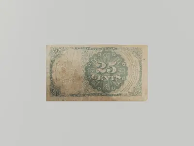 1845 american 25 cent bill Low-poly 3D model