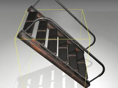 Futuristic Stairs - 19 - Rusty Textures Low-poly 3D model