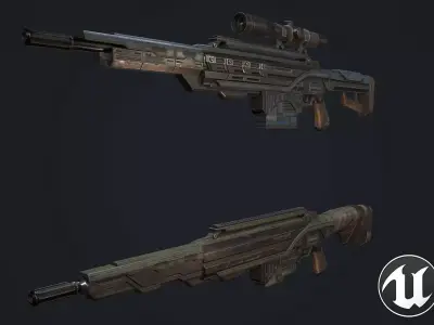 Whisp rifle Low-poly 3D model