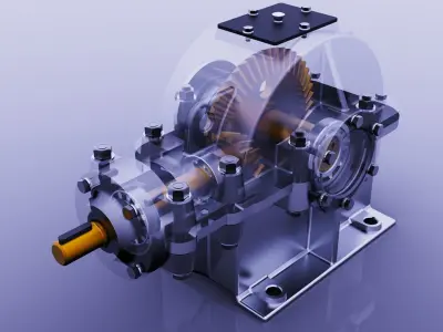 SINGLE STAGE BEVEL GEAR REDUCER 3D model