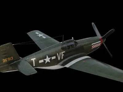 P-51 Mustang Low-poly 3D model
