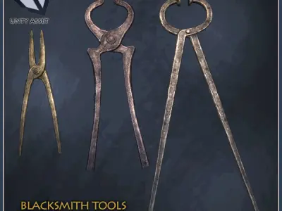 Medieval Blacksmith Tools Low-poly 3D model purchase