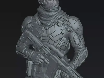 Desert Phantom Operator Modern Tactical Soldier STL Model  3D print model