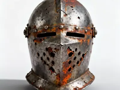 Battle-Worn Rusted Medieval Helmet 3D Model Low-poly 3D model