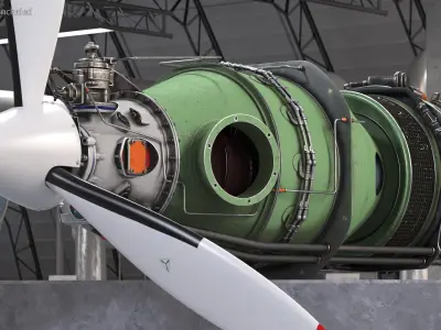 Aircraft Turboprop Engine Pratt and Whitney Canada PT6 3D model
