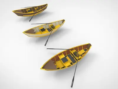 Traditional wooden boats 3D model