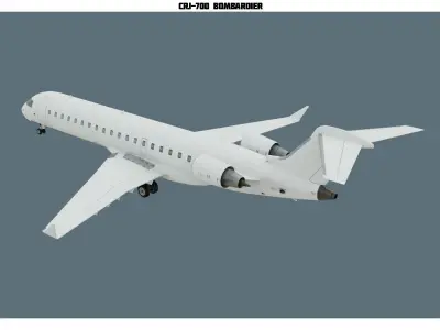 CRJ700 White Low-poly 3D model