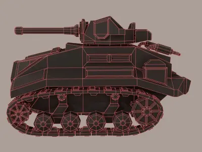 Low-poly sci-fi heavy tank Low-poly 3D model