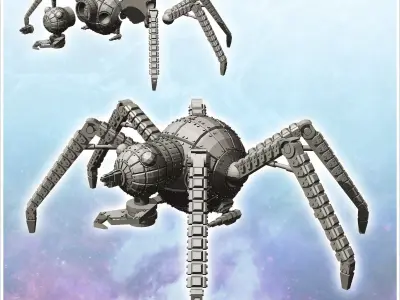 Futuristic six-legged airborne robot with cannon 28 - Future Sci 3D print model