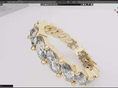 Diamond Eternity Marquise Ring 3D model Low-poly 3D model