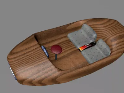 3d ship wooden chair with mouse 3D model