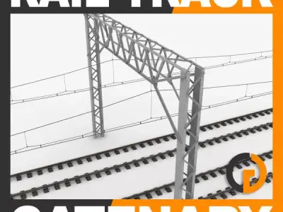 Railway Track and Catenary 3D model