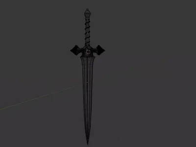 Fantasy Dark Steel Sword  Game Ready 3D Model  3D model