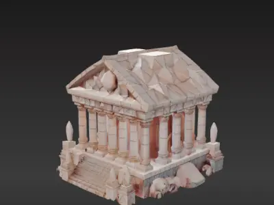 Low-Poly Ancient Temple 3D model