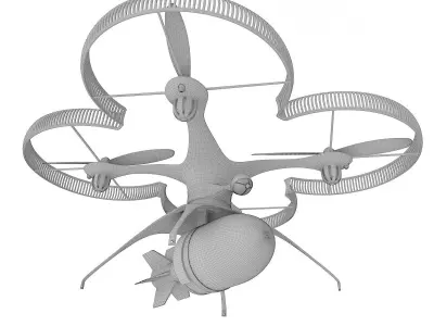 Military drone quadcopter with bomb 3D model