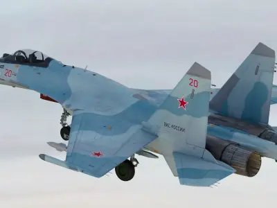 Russian Fighter Jet Sukhoi SU-35 Flanker 3D model