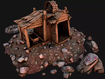 Medieval GemStone Mineral Ore Mine Low-poly 3D model