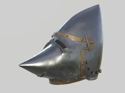 Medieval Bascinet Helmet Low-poly 3D model