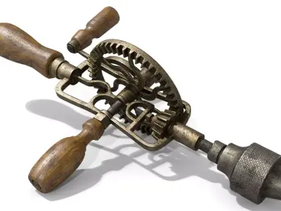 Old Hand Drill Low-poly 3D model