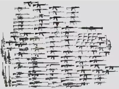Low Poly 129 Guns Pack 3D model