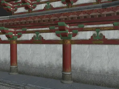 Chinese Temple Low-poly 3D model