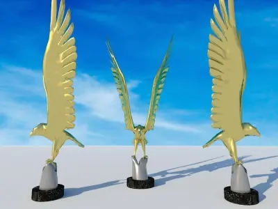 Eagle -bird- golden and silver Statue 3D model