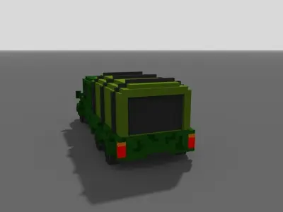 3D voxel military van Low-poly 3D model