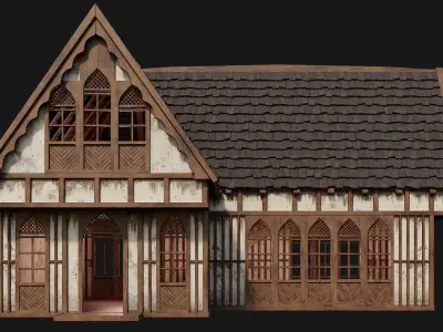 Old Medieval House Building 4K Textures GameReady 189 Low-poly 3D model