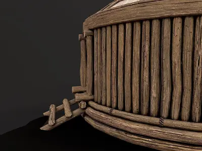 Traditional Yurt Nomads Tent with Interior 6 Low Poly PBR Low-poly 3D model