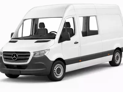 Mercedes Sprinter 2019 High Roof Low Poly Van Model Low-poly 3D model
