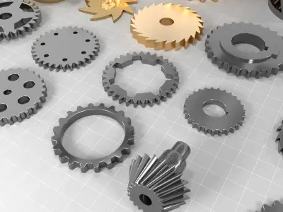 30 gears Low-poly 3D model