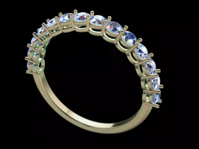 Dainty Half Diamond Band Ring 3D print model
