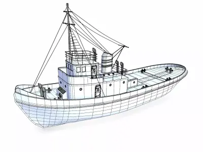 Old Tugboat Low-poly PBR Low-poly 3D model