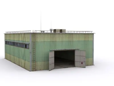 Hangar industrial building Low-poly 3D model purchase
