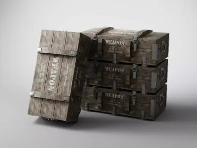 Military Wooden Weapon Crates Low-poly 3D model