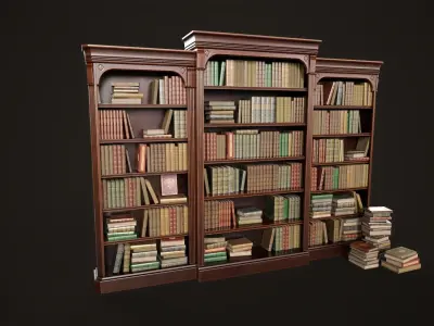 Vintage bookcase Low-poly 3D model
