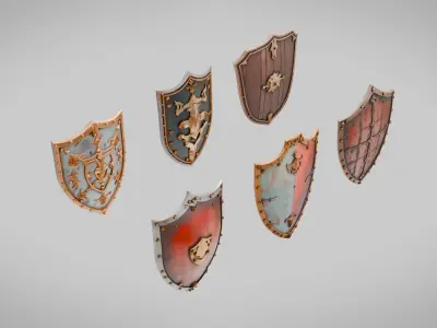 Shields Pack Collection Low-poly 3D model