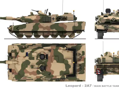 Leopard 2A7  Low-poly 3D model
