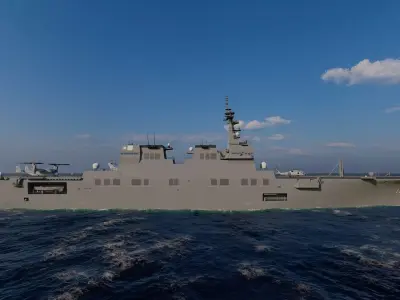 Frigate type-Warship 3D model Rigged