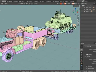M19 Tank Transporter-Stuart Tank  Base Mesh Model Low-poly 3D model