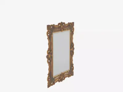 Exquisite 3D Ornate Mirror Frame Antique Gold Vines 3D model