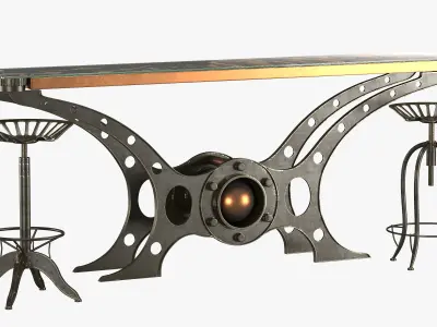 Poseidon metal bar stool 3D model