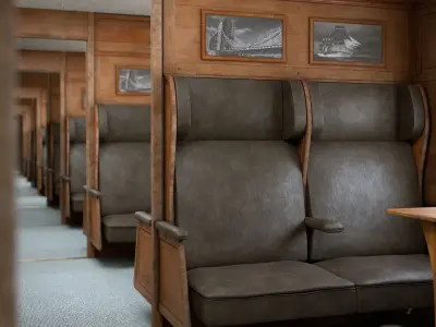 Vintage Train Interior Low-poly 3D model