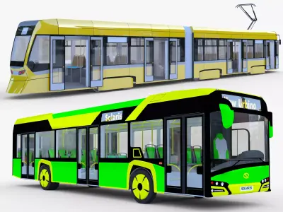 Solaris Urbino and Stadler tram 3D Model Pack