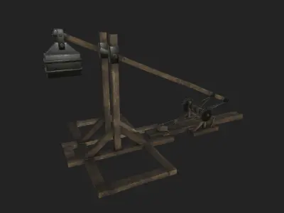 Catapul catapult Low-poly 3D model