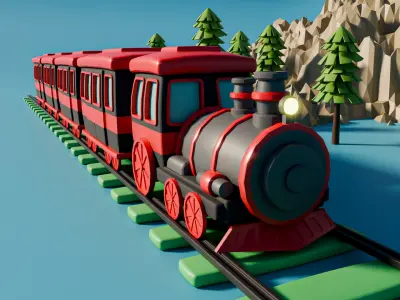 Toony Train Low-poly 3D model