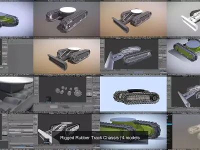 Rigged Rubber Track Chassis 3D Model Pack