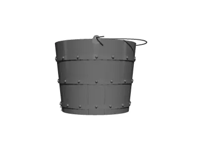Wooden Bucket Low-poly 3D model